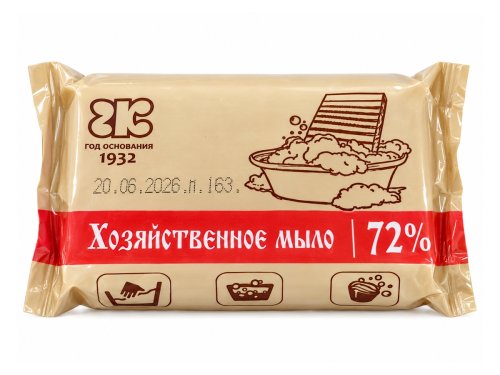 Мыло хозяйственное твёрдое Гомельского жирового комбината, 72%, флоу-пак