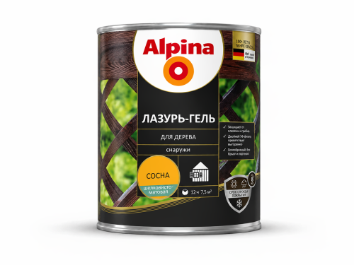 Лазурь-гель Alpina для дерева, сосна, 0,75 л