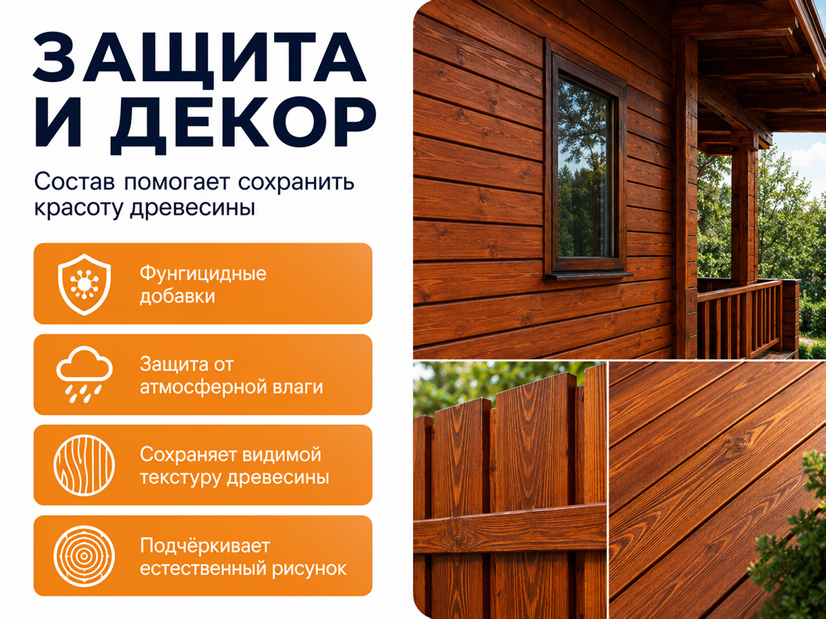 Состав PROFITEX декоративно-защитный для древесины «Барбарис», 1 л (0,7 кг) фото 3