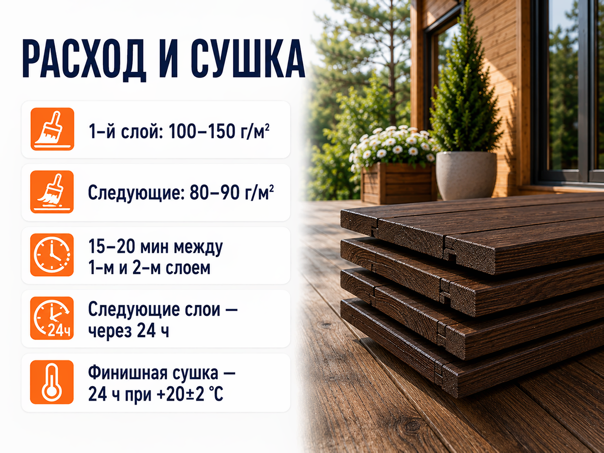 Состав PROFITEX декоративно-защитный для древесины «Черный венге», 1 л (0,7 кг) фото 5