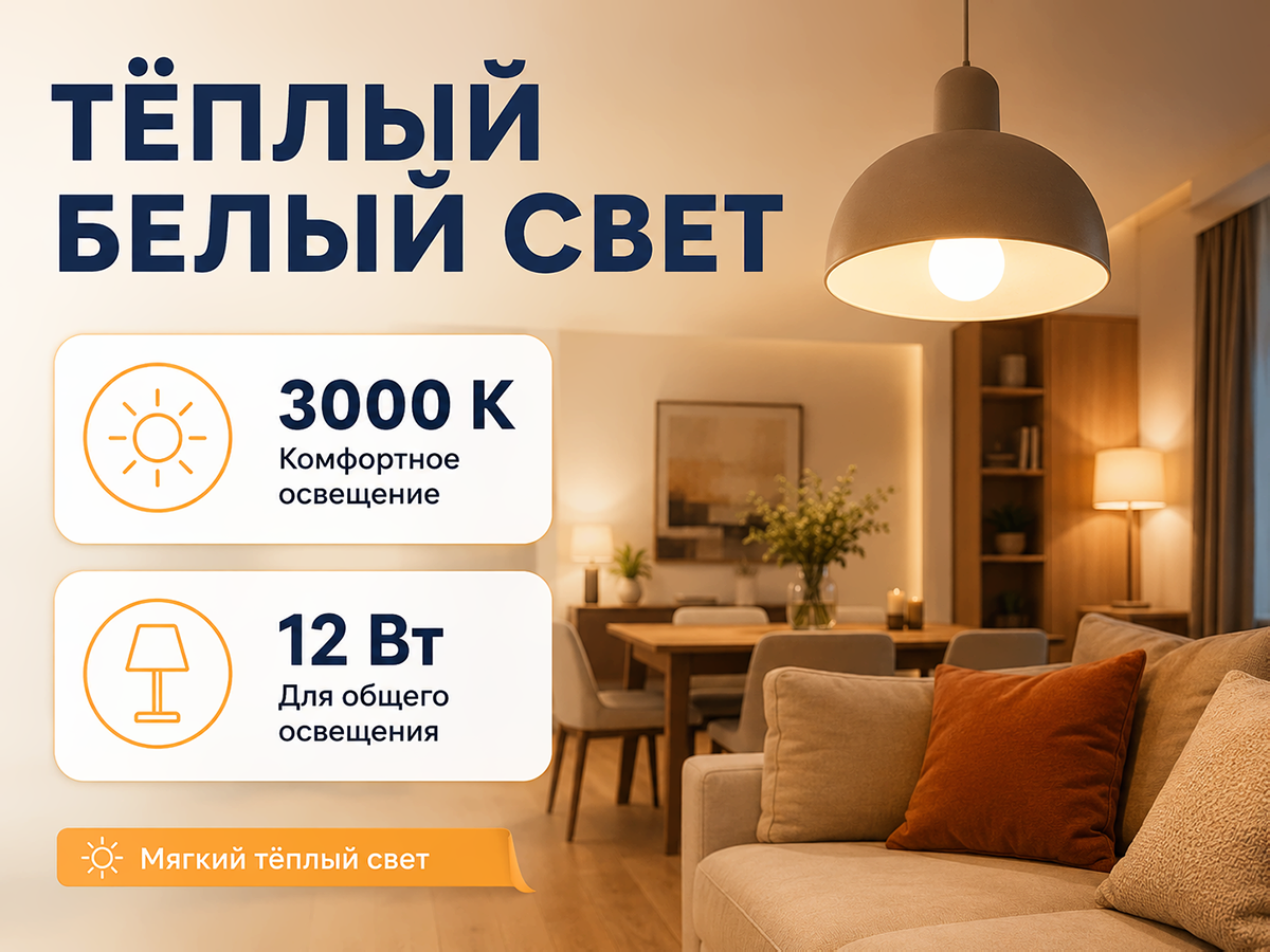 Белсвет лампа светодиодная LED M A60, 12 Вт, E27, 3000 K фото 2