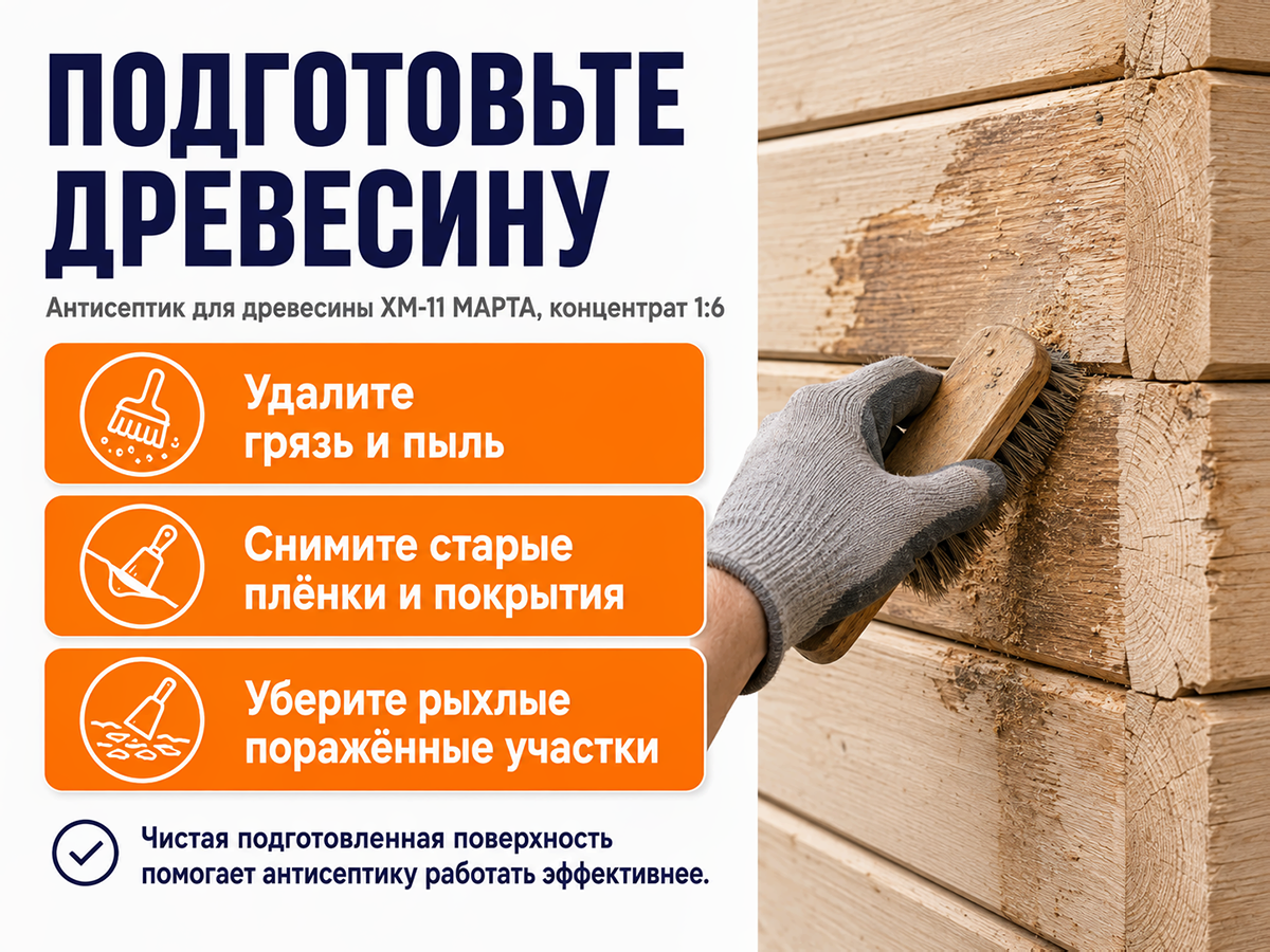 Антисептик для древесины ХМ-11 МАРТА, концентрат 1:6, 1 л фото 4