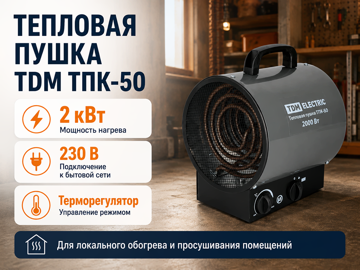 TDM тепловая пушка ELECTRIC ТПК БО, 2 кВт фото 5