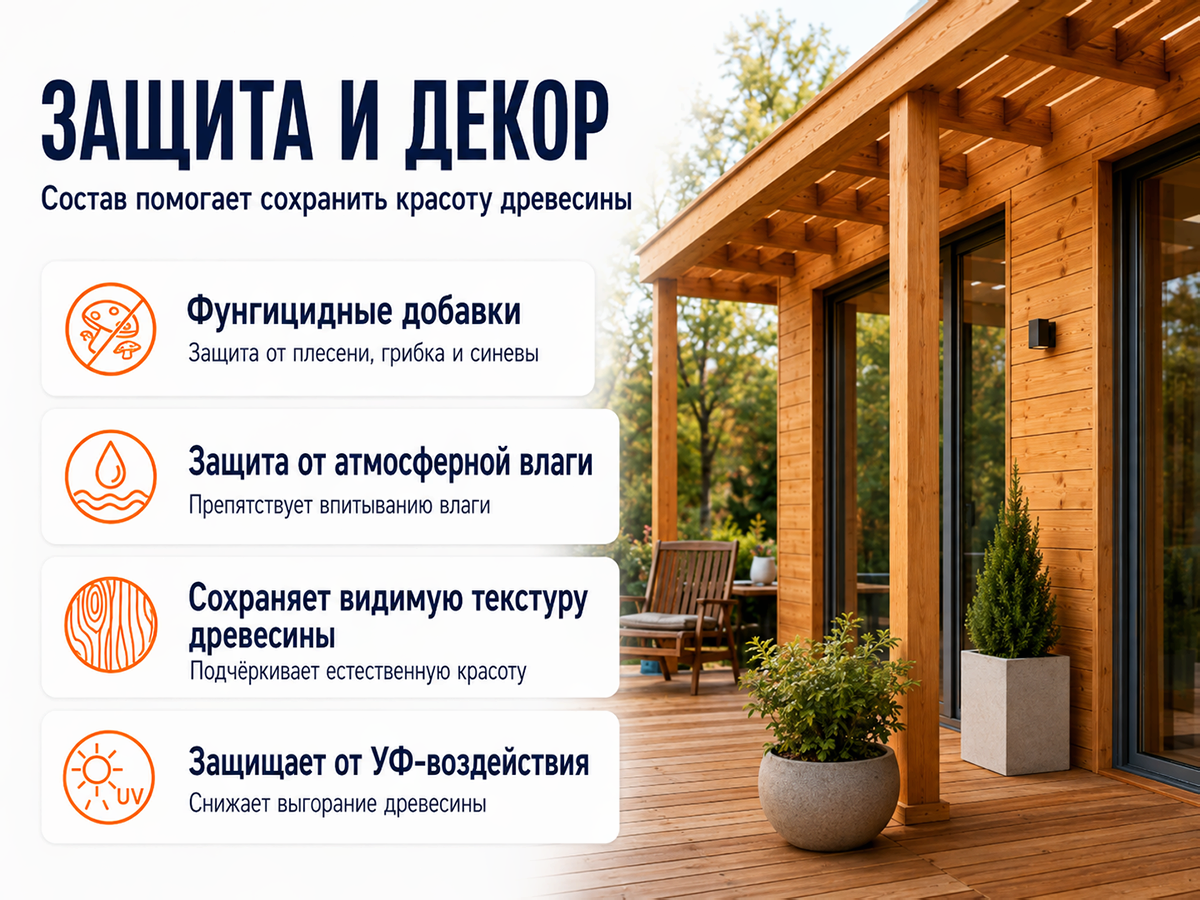 Состав PROFITEX декоративно-защитный для древесины «Груша», 1 л (0,7 кг) фото 3