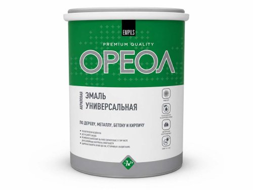 Эмаль акриловая ОРЕОЛ Premium Quality универсальная, белая матовая, 1,1 кг