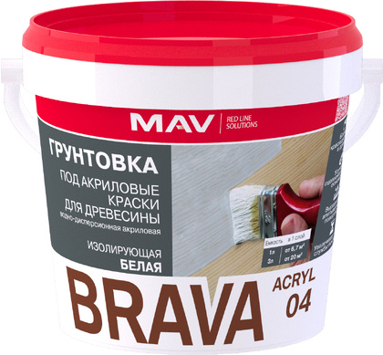 Грунтовка BRAVA ACRYL 04 под акрил краски (ВД-АК-04) белый SP  1л (1,0кг)  1088479