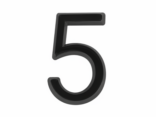 FUARO цифра «5» самоклеящаяся, ABS-пластик, 50×37 мм, чёрная