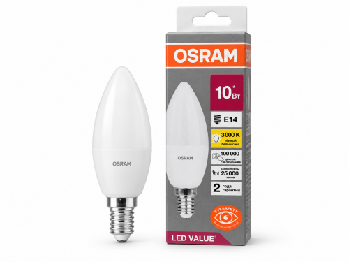 Лампа светодиодная OSRAM LVCLB75, 10 Вт, E14, 3000 К