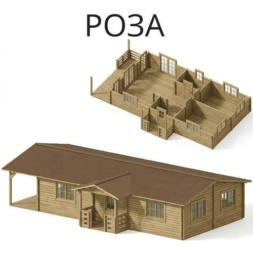 Садовый домик Роза 12,5х7,1 толщина 44 мм (готовая комплектация)