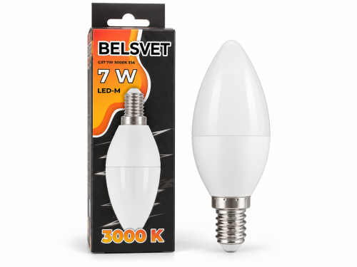 Белсвет лампа светодиодная LED M C37, 7 Вт, 3000 K, E14
