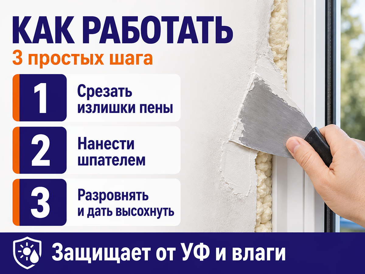 NEOMID шпатлёвка по монтажной пене, 1,4 кг фото 4