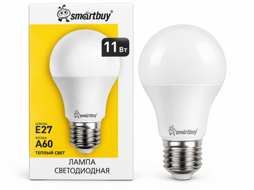 Smartbuy лампа светодиодная A60 SBL-A60-11-30K-E27-A, 11 Вт, 3000 К, E27