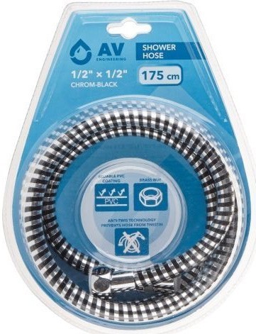 Шланг душевой, PVC, 1/2" г-г 175 см, хром, AV Engineering