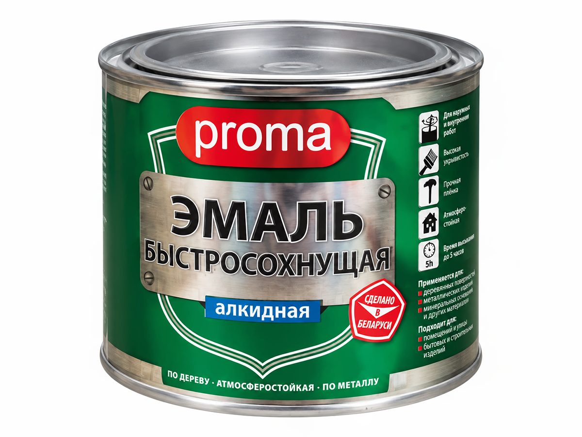 PROMA эмаль алкидная, белая, 0,4 кг