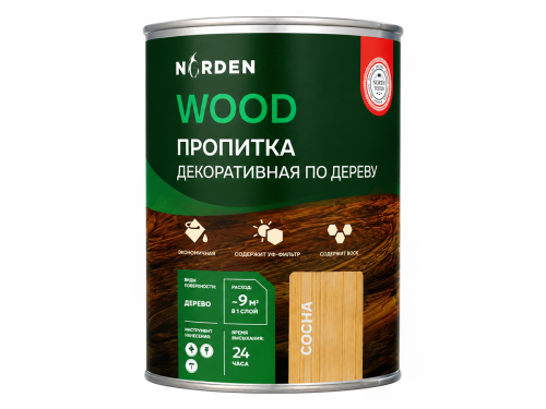 Пропитка декоративная NORDEN WOOD, сосна, 0,75 кг