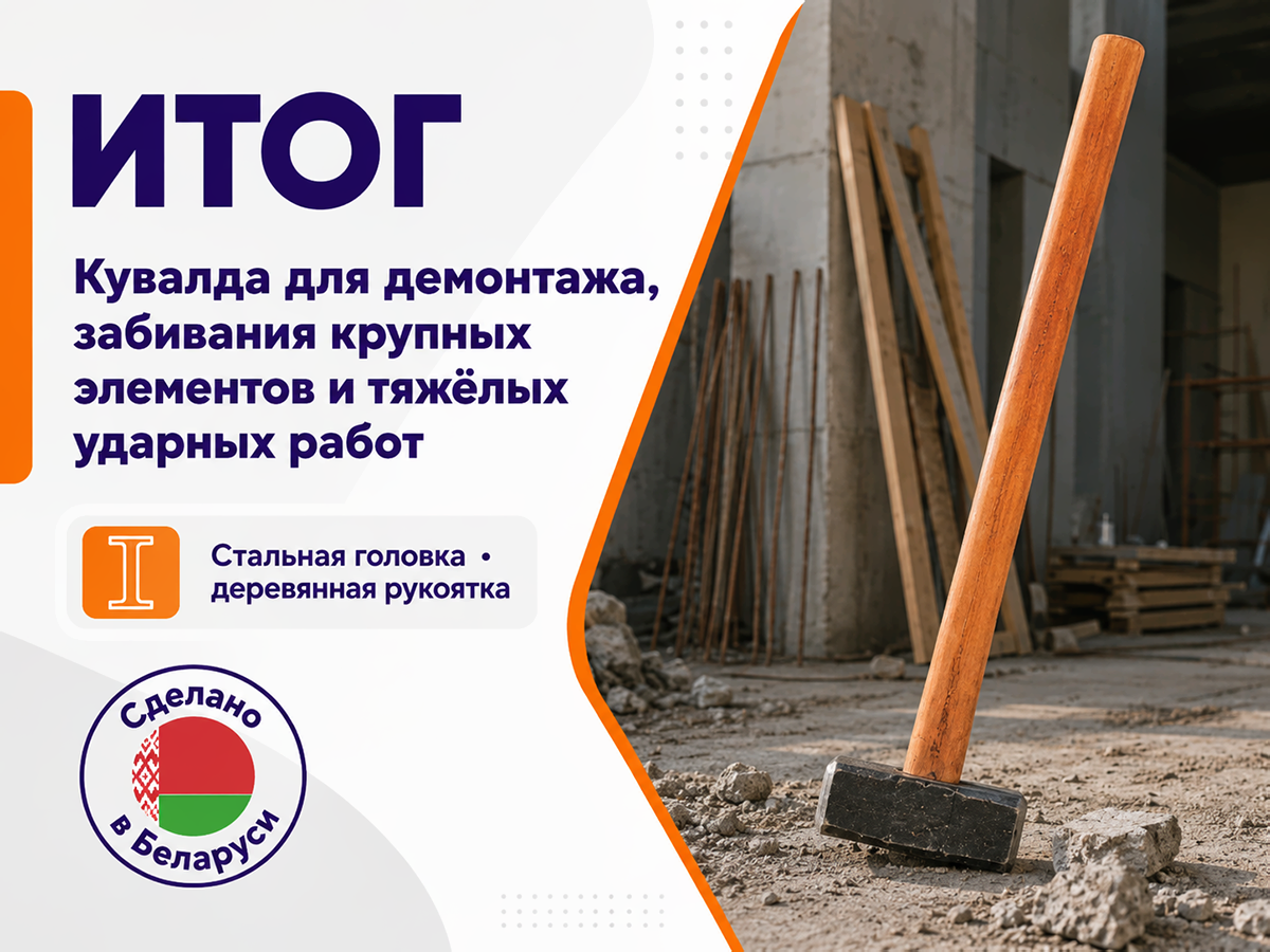 Кувалда ВЗТЗЧ (5 кг, деревянная рукоятка) фото 5