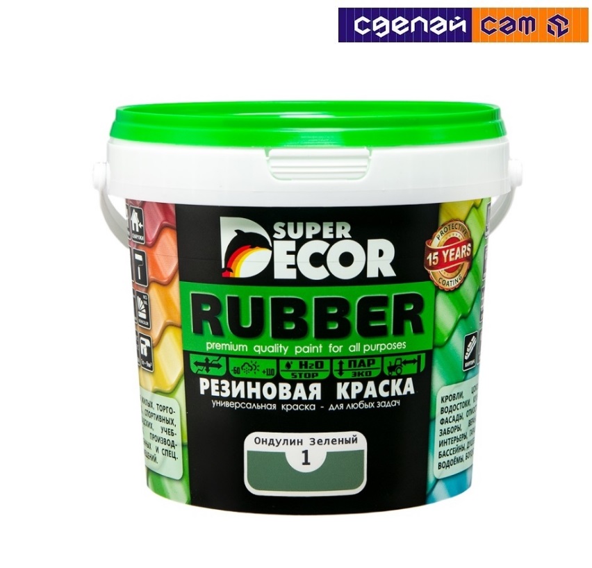 Резиновая краска №01 Ондулин зеленый 3 кг SUPER DECOR РФ