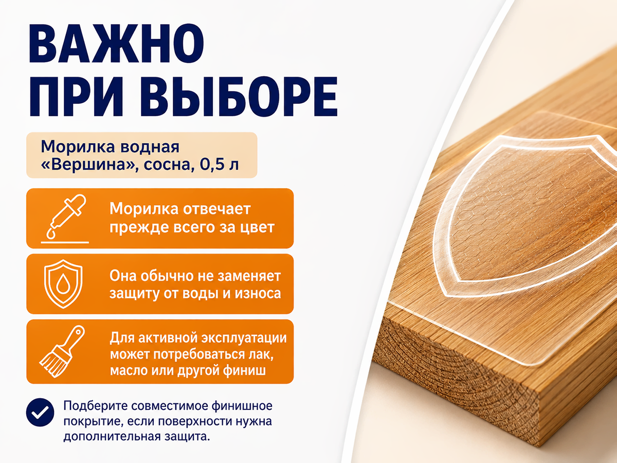 Морилка водная «Вершина», сосна, 0,5 л фото 6