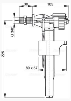 Впускной механизм с боковой подводкой и металлической резьбой (для керамических бачков)  AlcaPlast  A16 3/8"