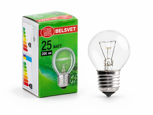 Лампа накаливания Belsvet ДШ230 25 3,25 Вт, E14, прозрачная