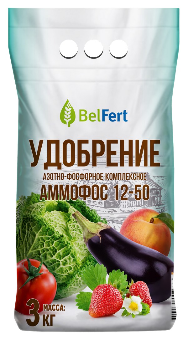 Аммофос удобрение азотно-фосфорное 12:50, мелкая фракция, 3 кг