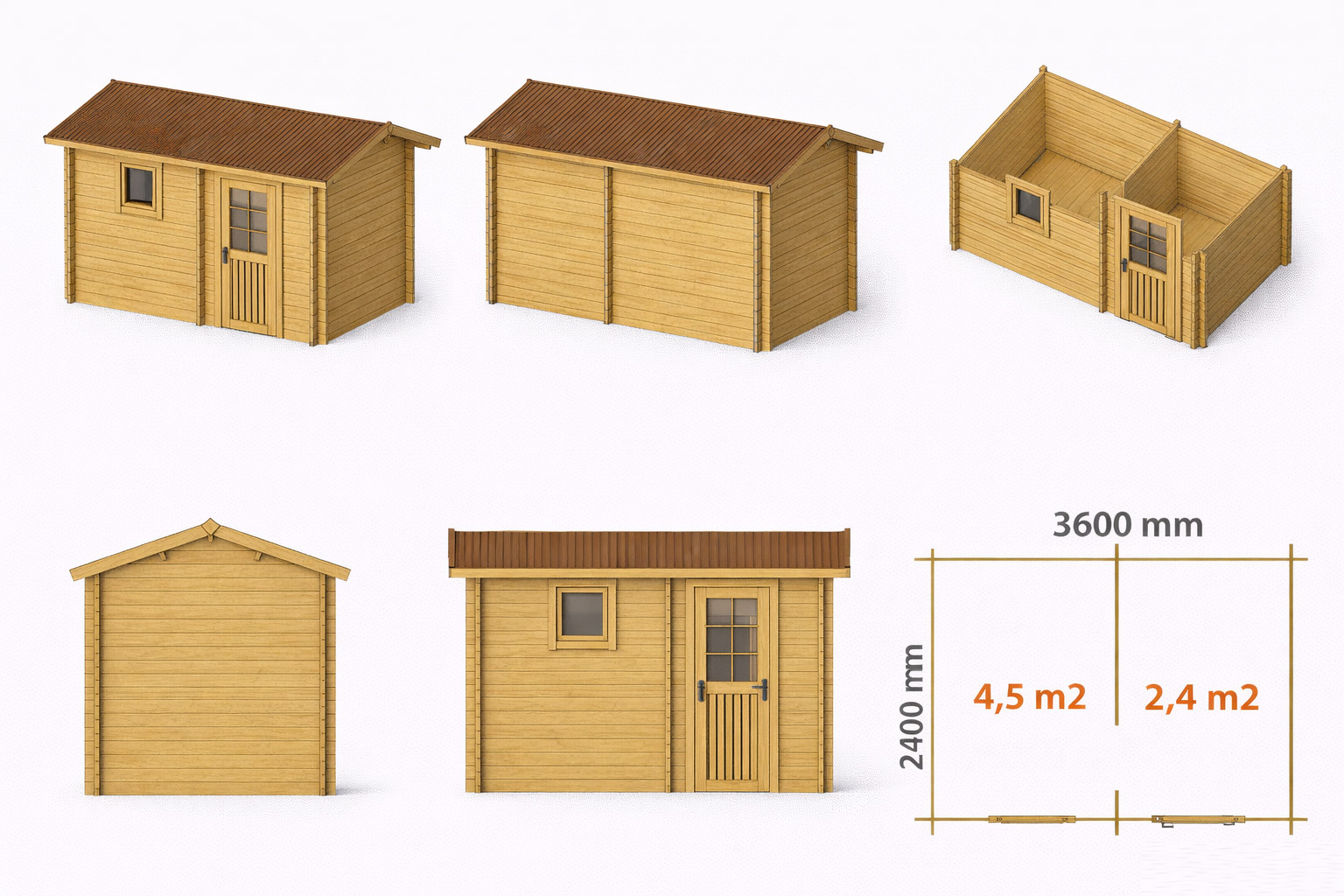 Баня 2,4*3,6 толщина стен 44 мм (готовая комплектация)