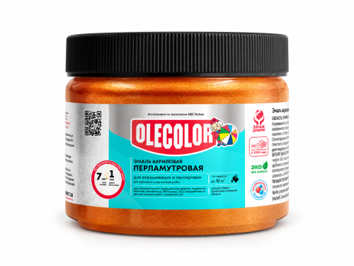 Эмаль акриловая перламутровая универсальная OLECOLOR, бронза, 0,3 кг
