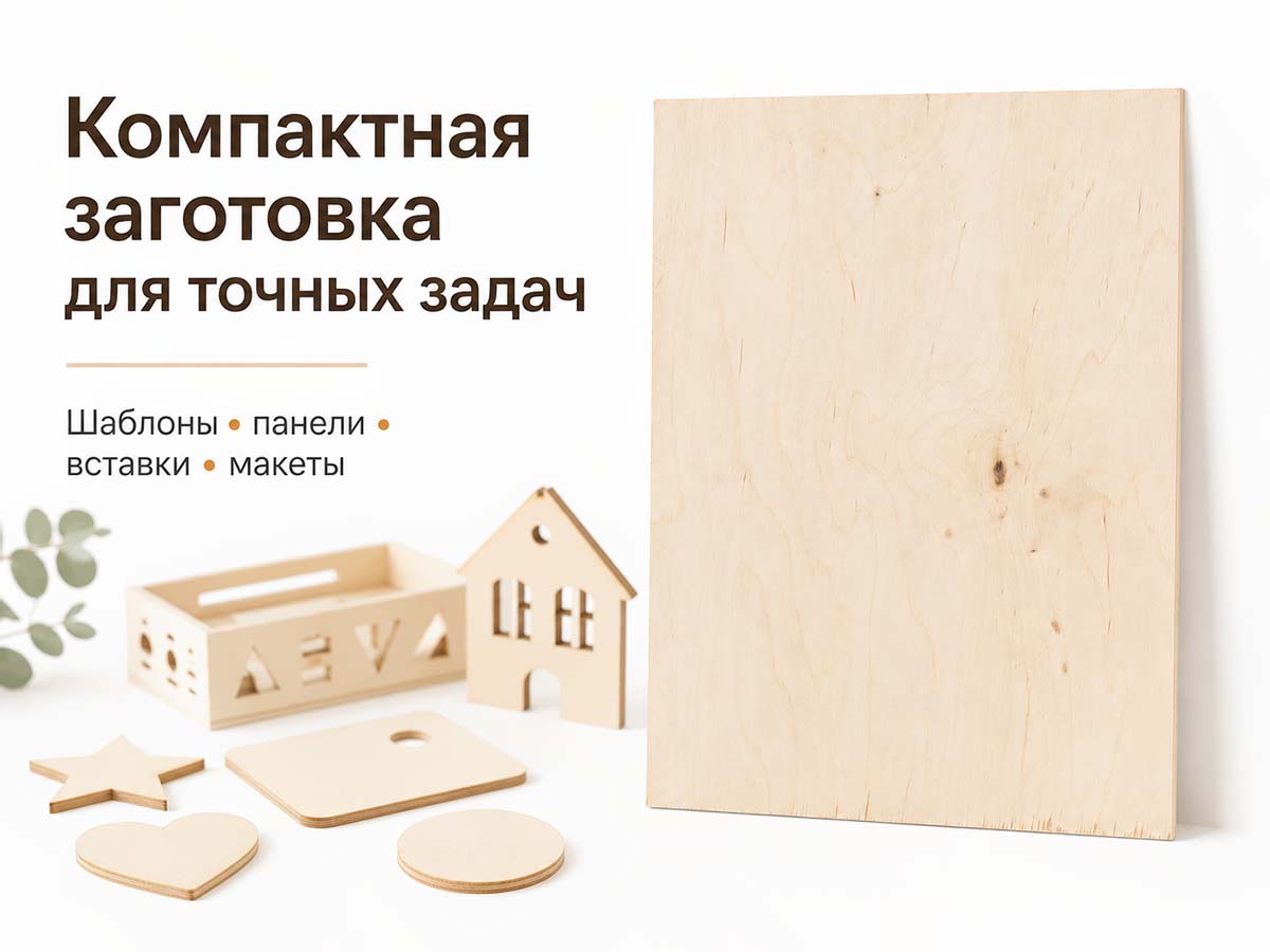 Фанера ФК Ш2 297 × 210 × 4 мм, сорт 2/4