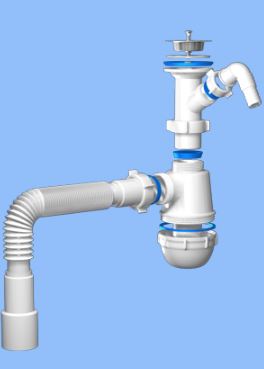 Сифон Ани  1 1/2"*40  с гибкой трубой 40х40/50, С0315