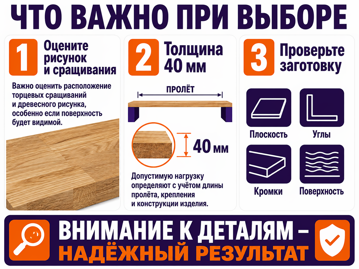 Мебельный щит из дуба сращённый, 2200×300×40 мм, сорт 1/3 фото 5