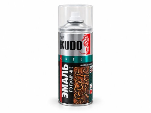 Эмаль молотковая по ржавчине KUDO, чёрная медь, 520 мл