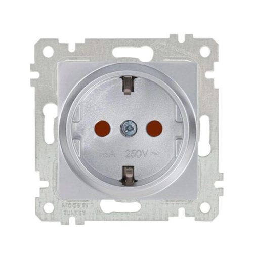 Rita - Розетка 2P+E, защ. шторки, нержавеющая сталь  2200-605-0282