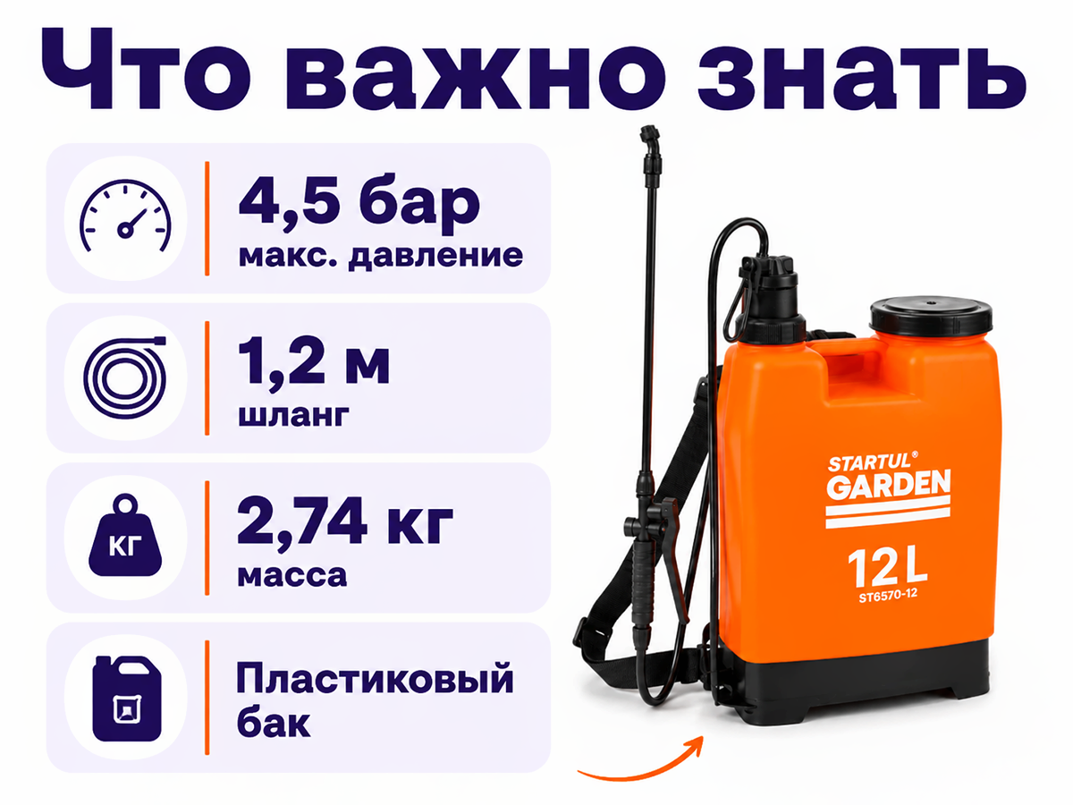 STARTUL опрыскиватель ранцевый GARDEN ST6570-12, 12 л фото 4