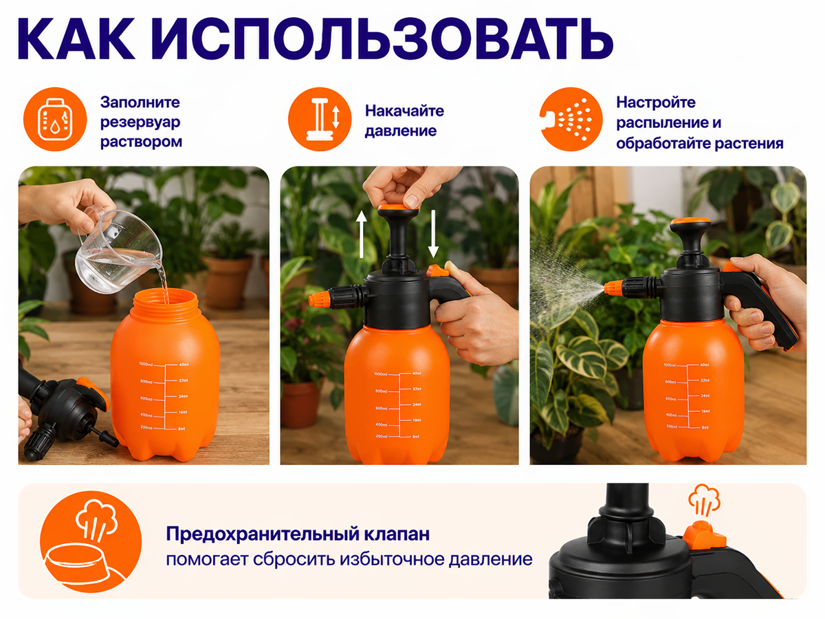 Опрыскиватель компрессионный STARTUL GARDEN, 1 л фото 4
