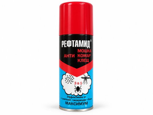 Аэрозоль «Рефтамид Максимум» 3 в 1 от комаров, клещей и мошек, 100 мл