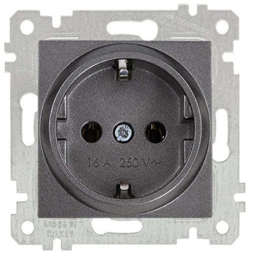 Rita - Розетка 2P+E, защ. шторки, дымчатый  2200-605-0295