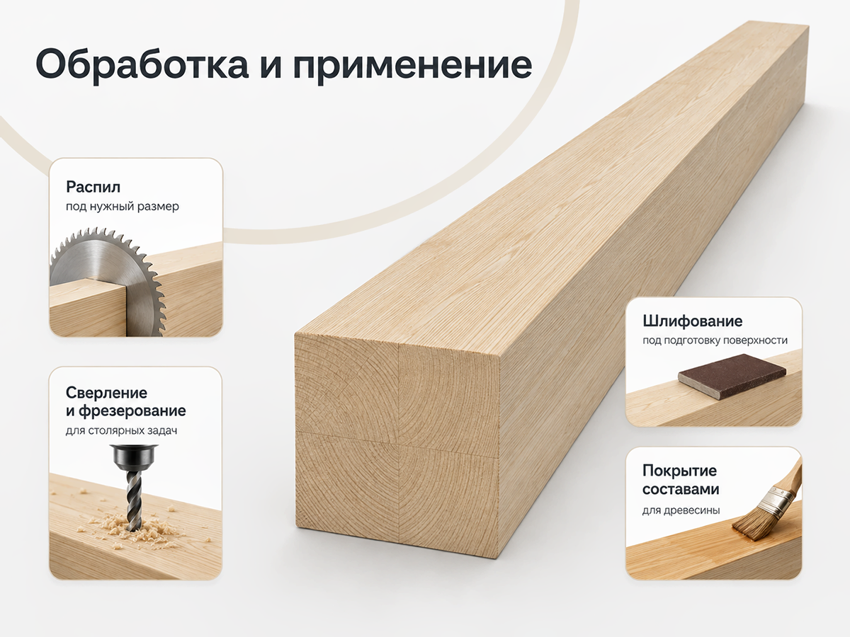 Заготовка щитовая клеёная, сорт 1, 100×100×3000 мм