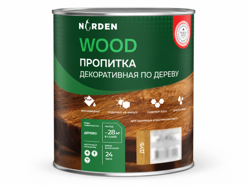 Пропитка декоративная NORDEN WOOD, дуб, 2,25 кг