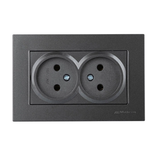 Rita - Розетка двойная 2x2P, (в комплекте с рамкой), дымчатый  2220-203-0295