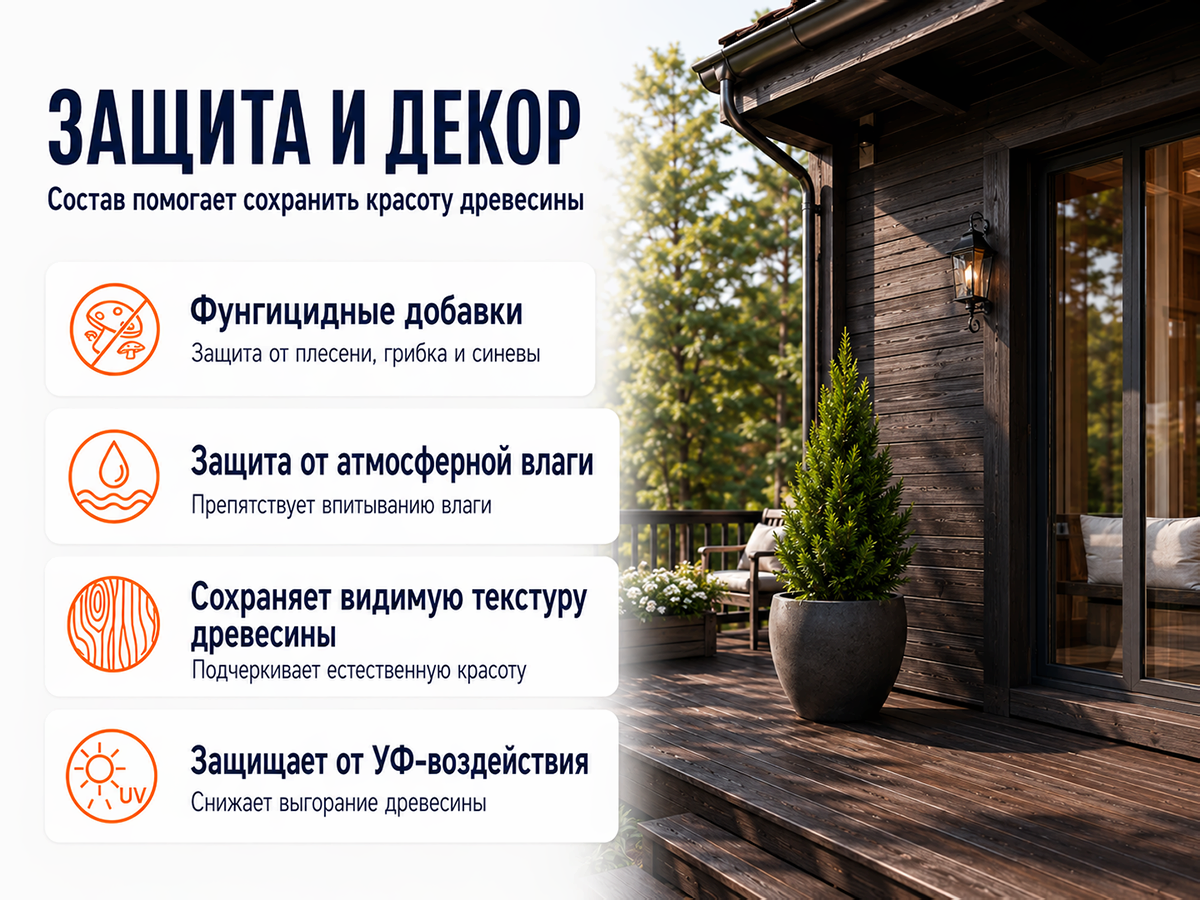 Состав PROFITEX декоративно-защитный для древесины «Черный венге», 1 л (0,7 кг) фото 3