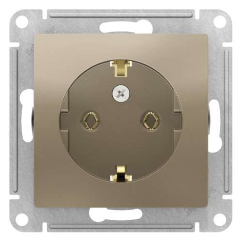 ATLASDESIGN РОЗЕТКА с заземлением, 16А, механизм, ШАМПАНЬ (580639)