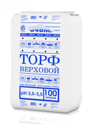 Двина торф верховой кислый, pH 2,5–3,5, 100 л
