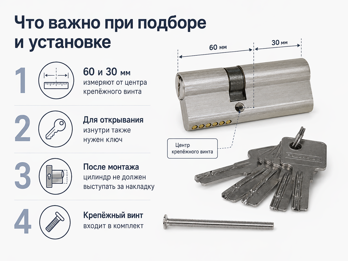 Цилиндровый механизм Palladium ZN 90 (60×30) C ET SN, ключ-ключ