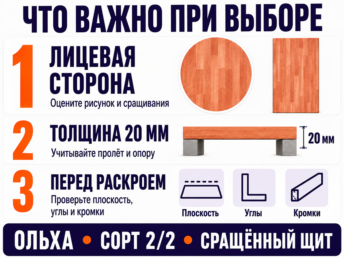 Мебельный щит из ольхи 600×225×20 мм, сорт 2/2, сращённый фото 5