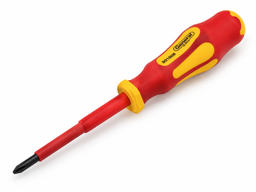 Отвёртка крестовая диэлектрическая General G-Pro, PH1×80 мм, 1000 В, 901008