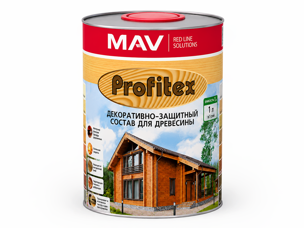 Состав PROFITEX декоративно-защитный для древесины «Красное дерево», 1 л (0,7 кг)