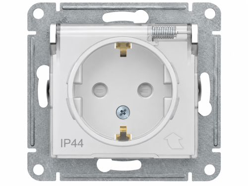 Systeme Electric розетка AtlasDesign AQUA ATN440146, с заземлением, шторками и крышкой, 16 А, IP44