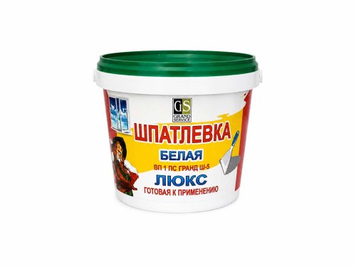 Шпатлёвка белая Гранд-Сервис Ш-5 Люкс ВП 1 ПС, готовая, 1 кг