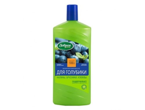 Добрая сила Жидкое органо-минеральное удобрение Для голубики и лесных ягод, канистра 1л/9 (Удобрение комплексное "Добрая Сила", марка 3:3,5:4,5+МЭ+Гумат+В)