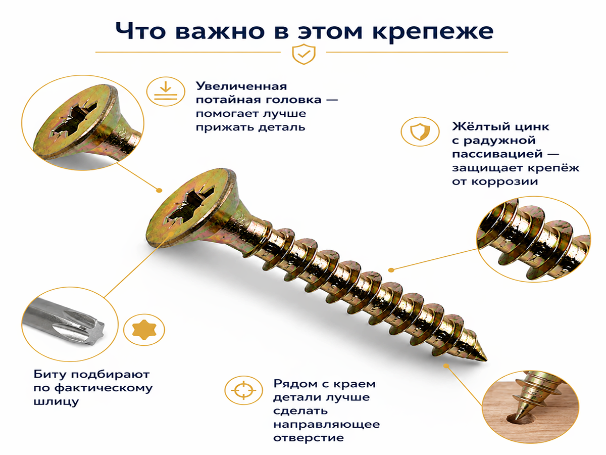 Шуруп универсальный 4,0*16 жёлтый цинк (50шт/уп.) 